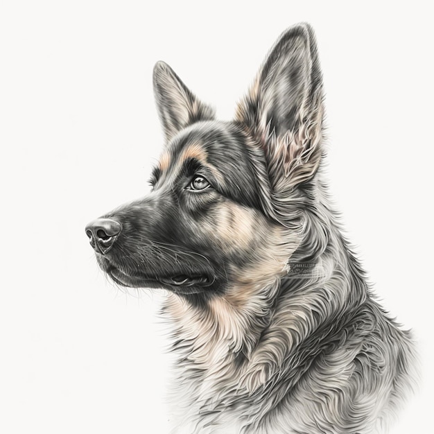 desenho de um cão pastor alemão com um fundo branco