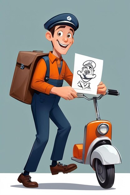 Desenho de um caricatura de um carteirista feliz