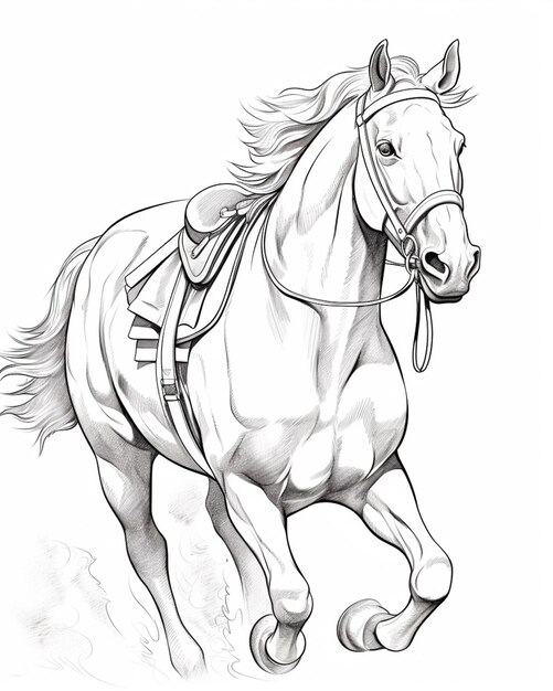 Foto desenho de um cavalo correndo com uma sela nas costas