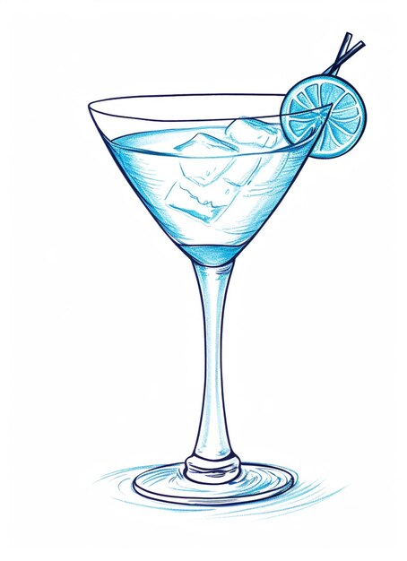 desenho de um copo de martini com uma fatia de limão na borda