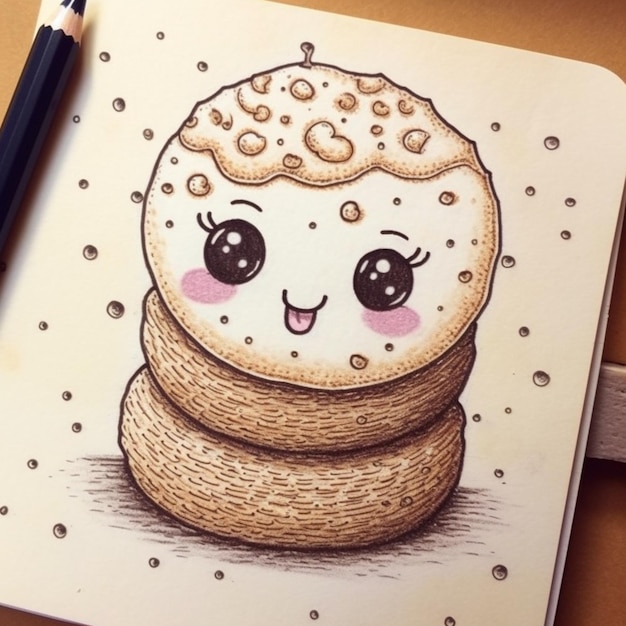 desenho de um donut com uma carinha sorridente e uma pitada em cima de IA generativa