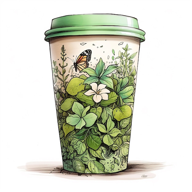 Desenho de um ecocup à mão