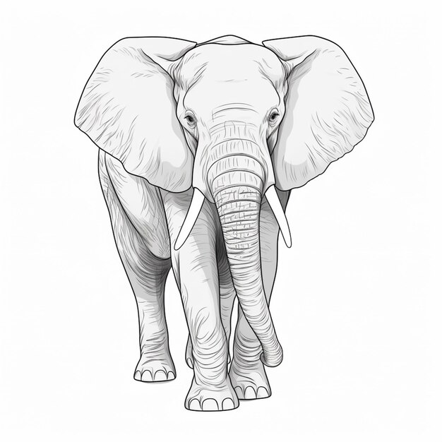 Foto desenho de um elefante com uma presa e uma presa longa generativo ai