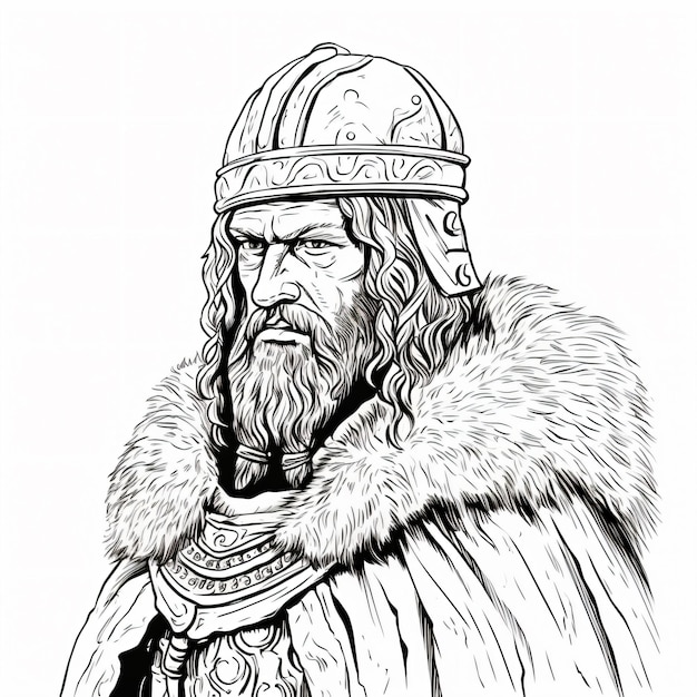 desenho de um homem com barba e capacete