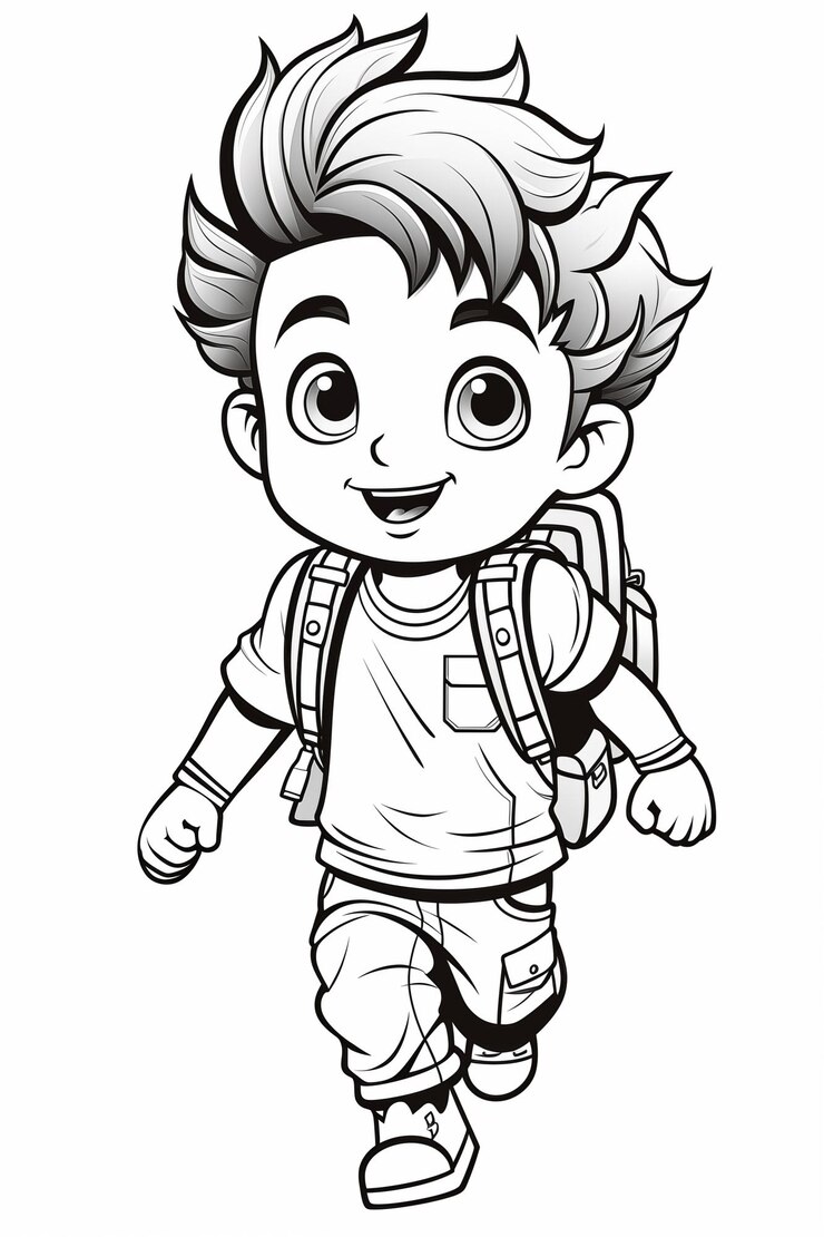 Desenho de um menino bonito e feliz