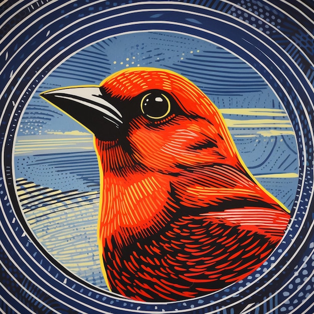 desenho de um pássaro vermelho do Cardeal do Norte gerado por IA
