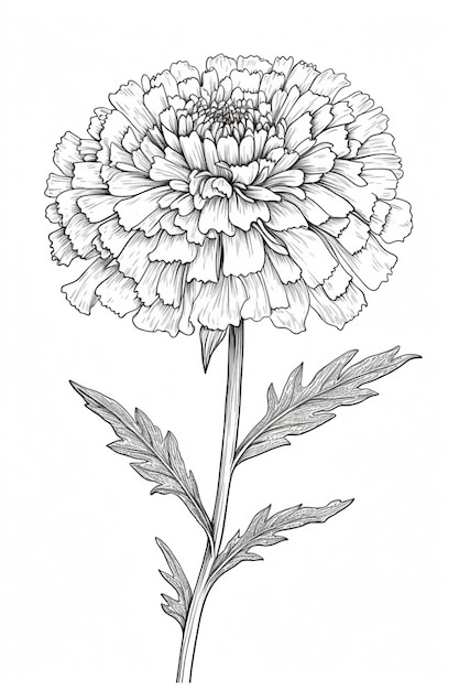 Desenho de uma flor com caule e folhas