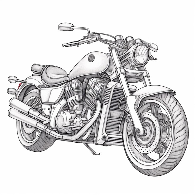 desenho de uma motocicleta com vista lateral do motor generativo ai