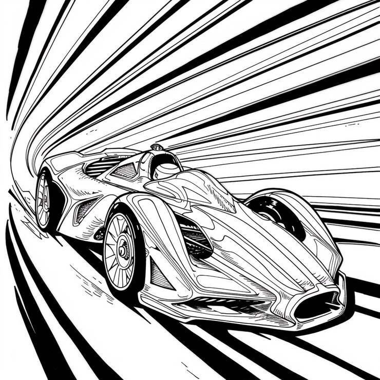 Foto desenho de uma página de colorir carro para crianças