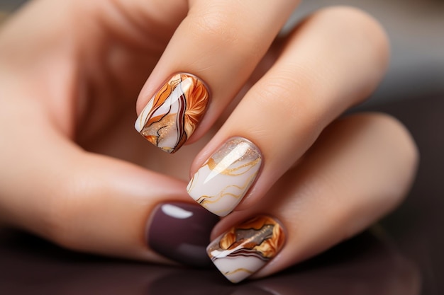 Desenho de unhas impecável Beleza de uma mão feminina AI