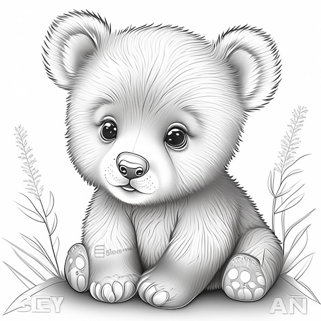 Desenho de ursinho fofo para colorir para adultos Desenho para colorir para crianças