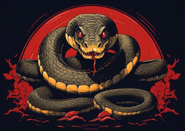 Foto desenho de vetor de cobra assustador