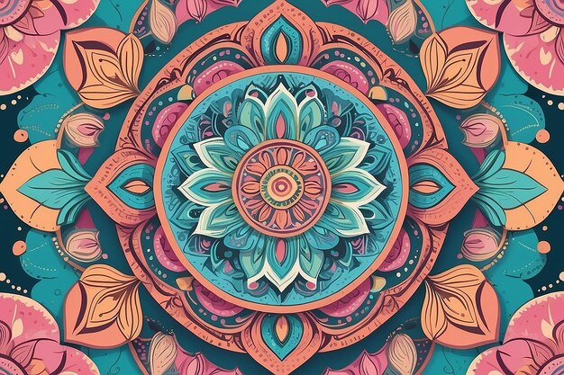 Desenho decorativo de mandala com cores pastel