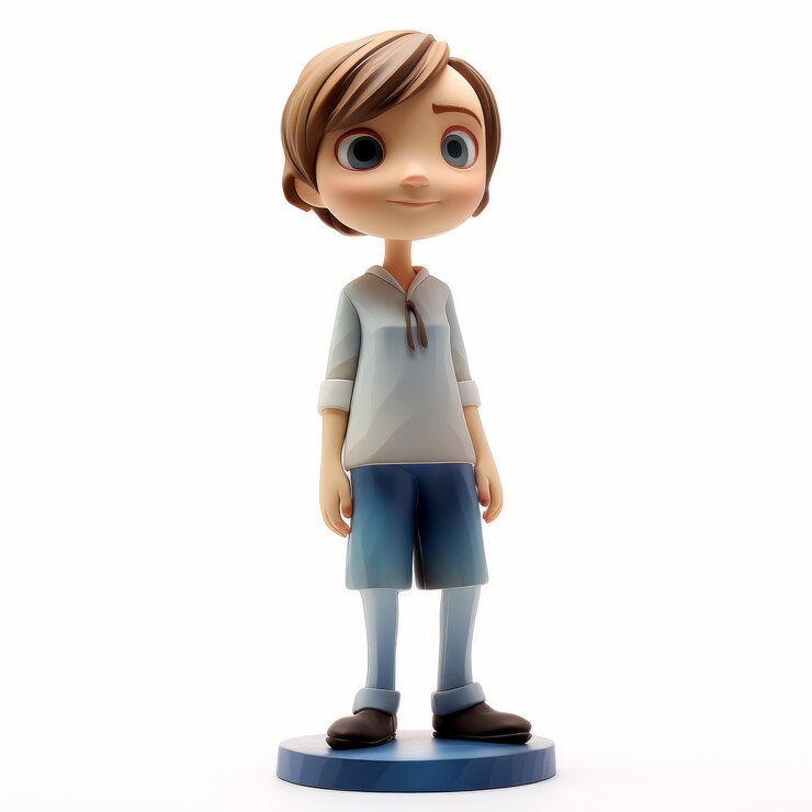 Foto desenho detalhado de personagens figurina de desenho animado jennifer com calções azuis