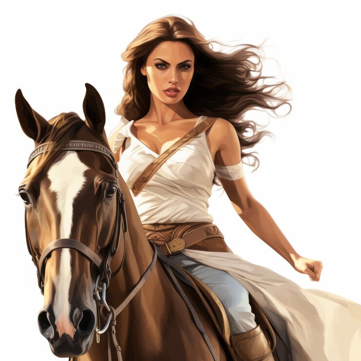 Foto desenho digital de quarter horse da mulher-maravilha em estilo de novela gráfica