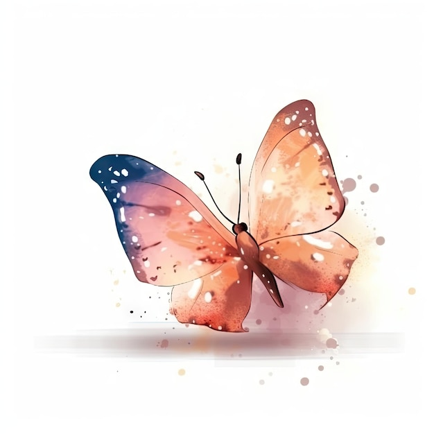 Desenho digital minimalista de uma linda borboleta em fundo branco