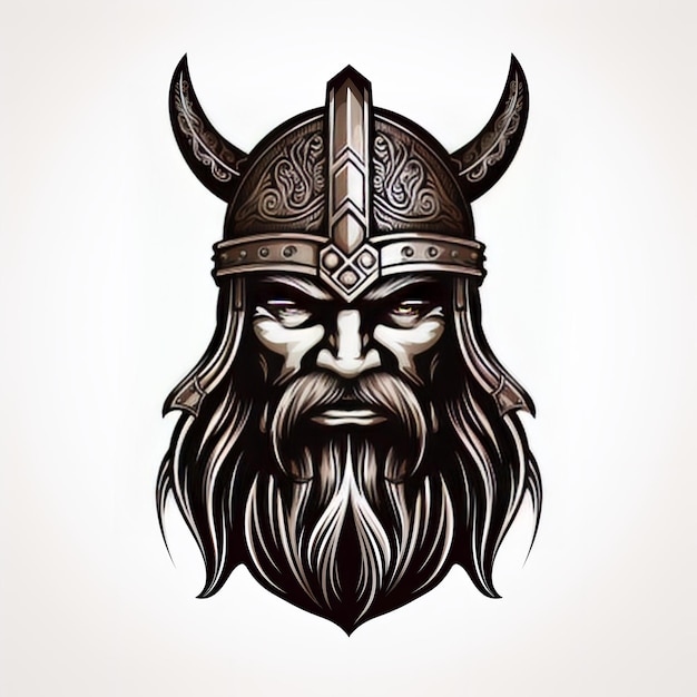 desenho do logotipo corporativo de um capacete viking em um fundo branco