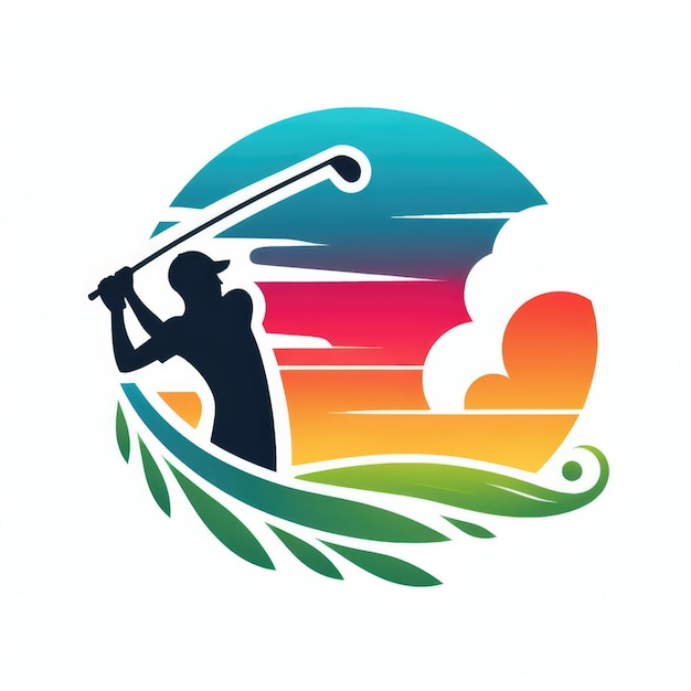 Desenho do logotipo da bola de golfe colorido