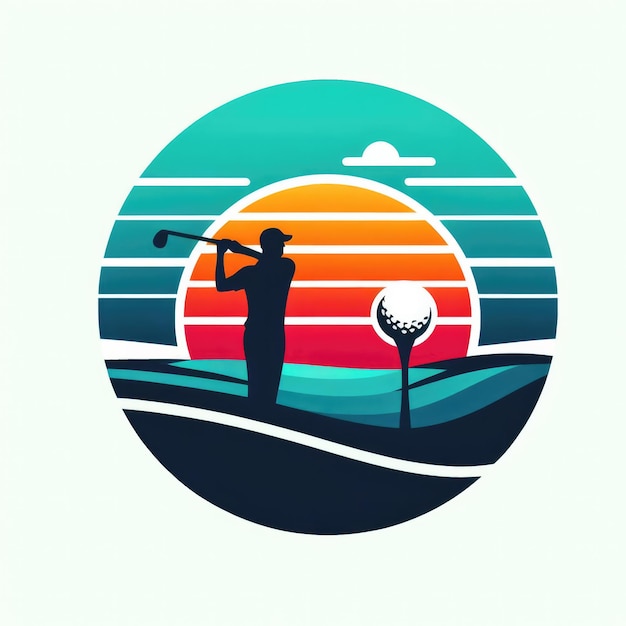 Desenho do logotipo da bola de golfe colorido