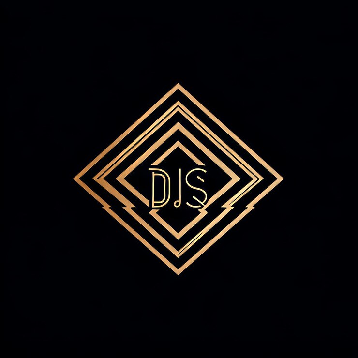 Foto desenho do logotipo da letra inicial d s em preto e dourado com moldura quadrada