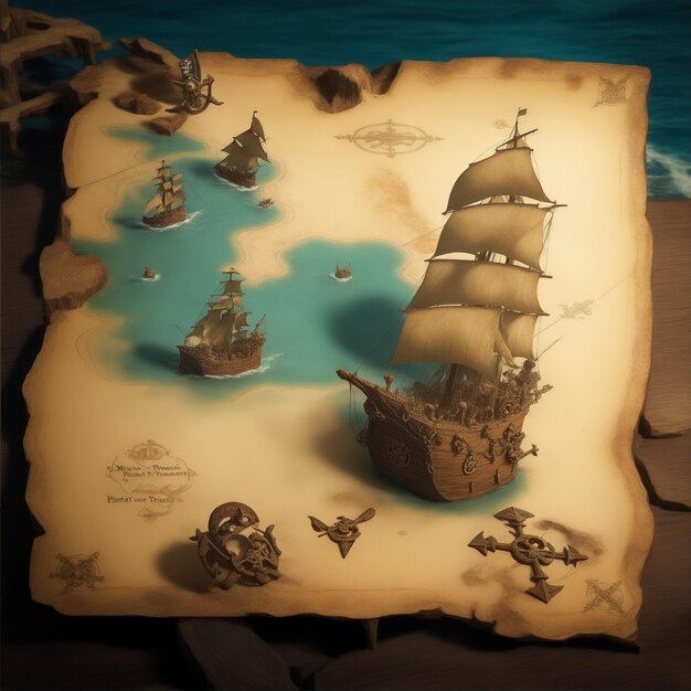 Desenho do mapa do tesouro pirata