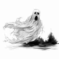 Foto desenho elegante de fantasma de halloween com estilo minimalista