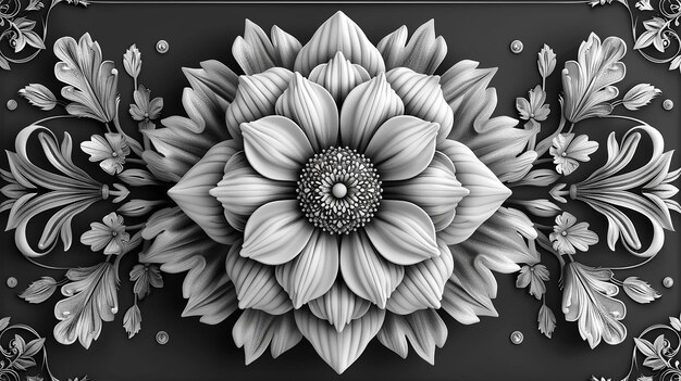 Desenho elegante de mandala floral