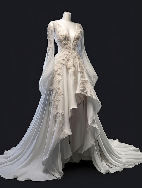 Foto desenho elegante de vestido de noiva inteligência artificial generativa