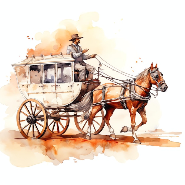desenho em aquarela Cowboy montando um cavalo de criação ilustração do deserto de cowboy do oeste selvagem ocidental
