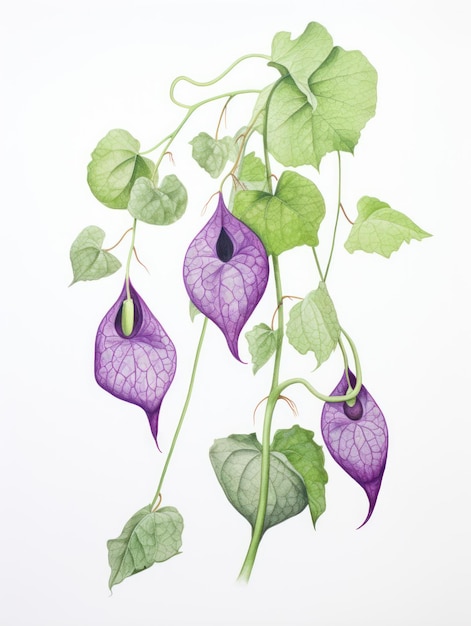 Foto desenho em aquarela da aristolochia salvadorensis gerado por ia