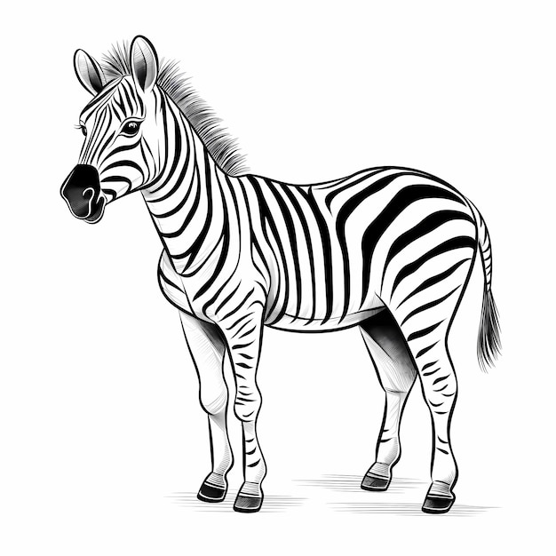 Livro para colorir desenho centrado kawaii zebra