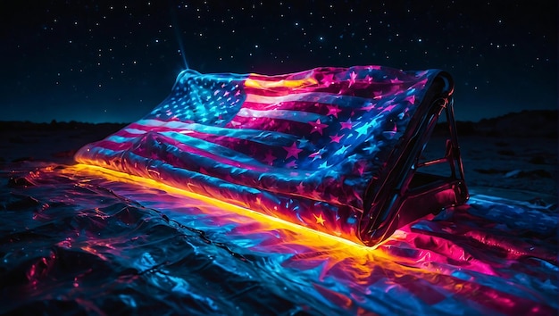 Desenho Flat Grunge Bandeira Americana Fundo USA Pride Celebração da Liberdade com Silueta de Estrela
