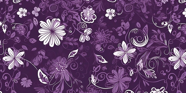 Desenho floral com flores e plantas decorativas