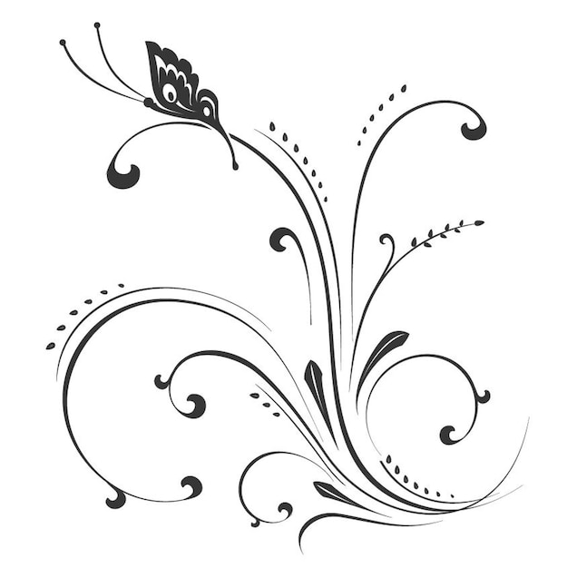 Desenho floral elegante de borboleta