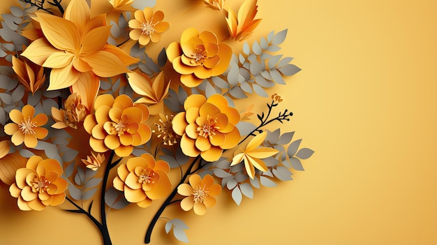 Foto desenho floral elegante de outono com tons quentes de amarelo e laranja