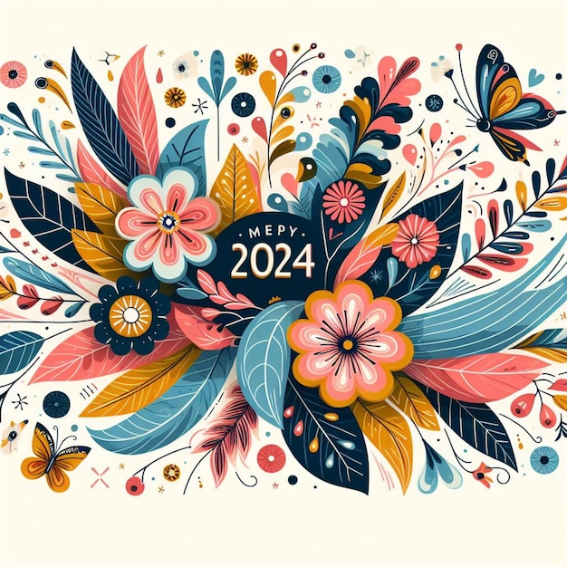 Desenho floral vetorial para 2024