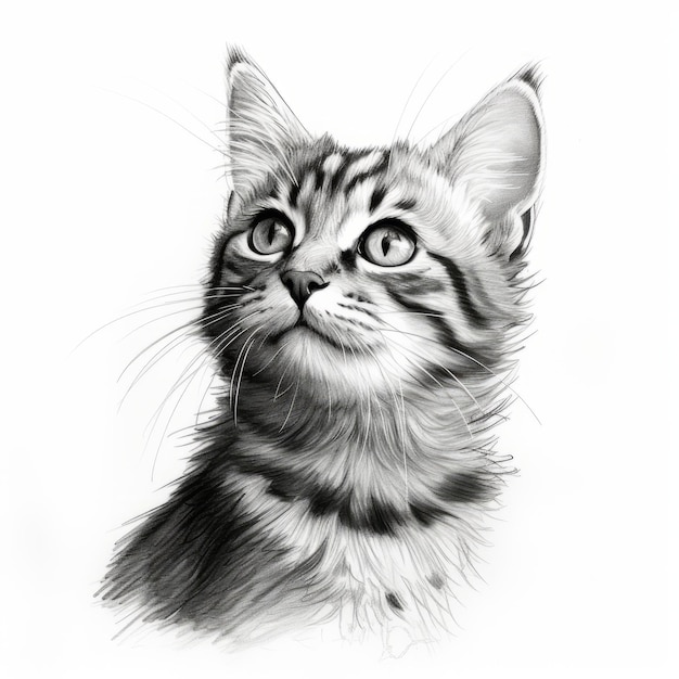 Foto desenho fotorrealista de gato tabby em preto e branco de artgerm