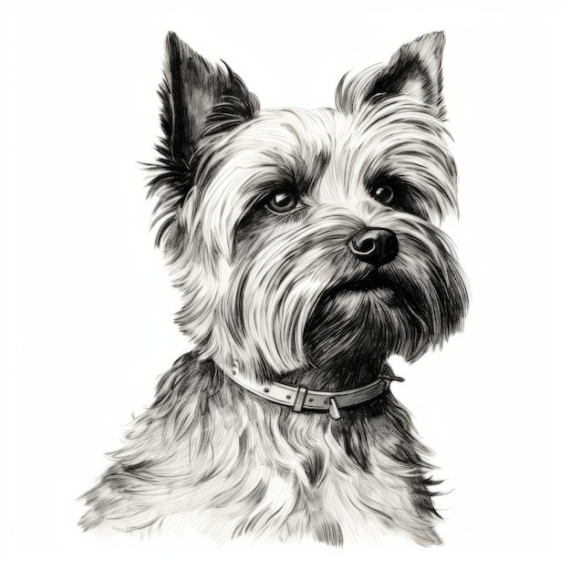 Foto desenho fotorrealista de western terrier em preto e branco