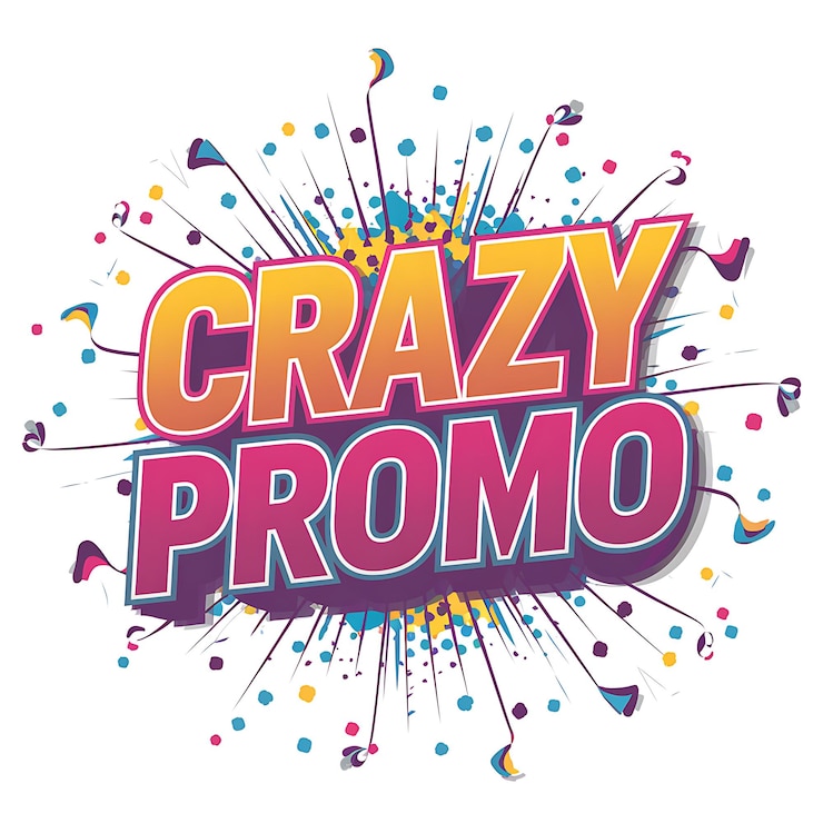 Foto desenho gráfico de explosão colorida de promoção louca