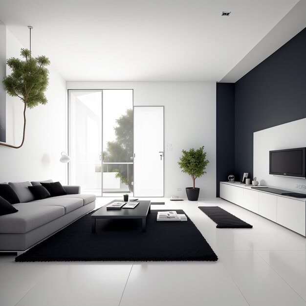 Desenho interior moderno e minimalista