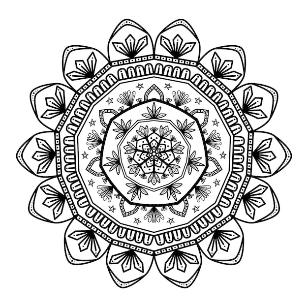 Desenho intrincado de Mandala isolado em fundo branco