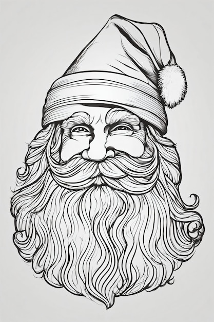Desenho linear de um chapéu de Natal em fundo branco