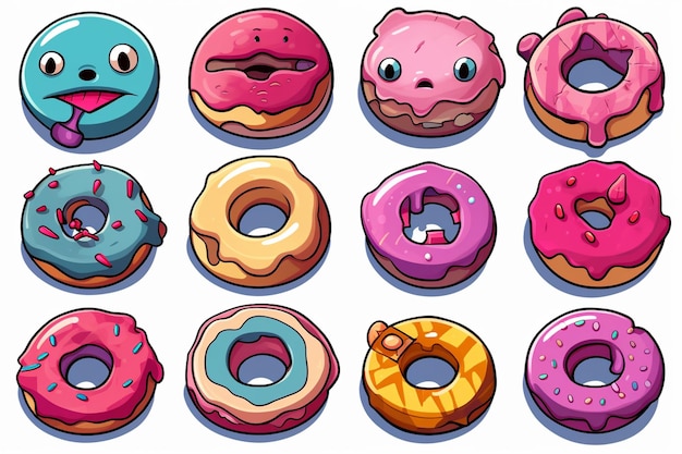 Foto desenho lineart de donuts