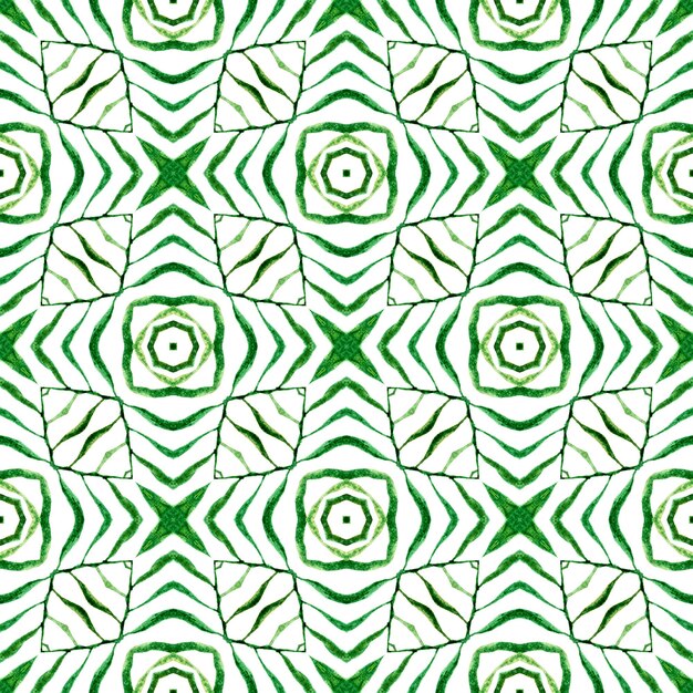 Desenho listrado desenhado à mão. Projeto chique do verão do boho admirável verde. Pronto para têxteis, estampado ideal, tecido biquíni, papel de parede, embrulho. Repetindo a borda desenhada mão listrada.