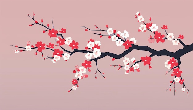 Desenho minimalista de cartaz de flores de cerejeira