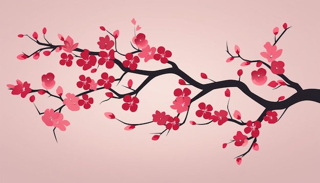 Desenho minimalista de cartaz de flores de cerejeira