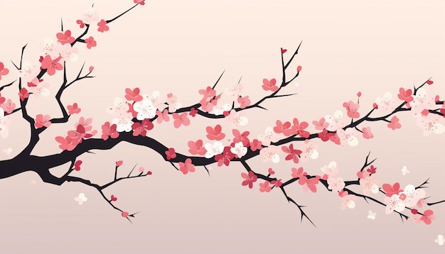 Desenho minimalista de cartaz de flores de cerejeira