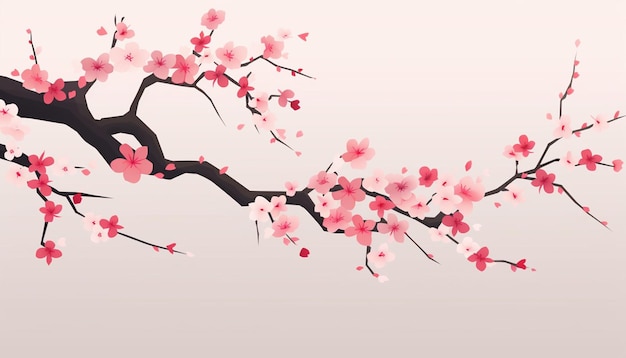 Desenho minimalista de cartaz de flores de cerejeira