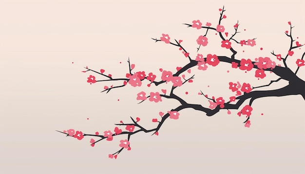 Desenho minimalista de cartaz de flores de cerejeira