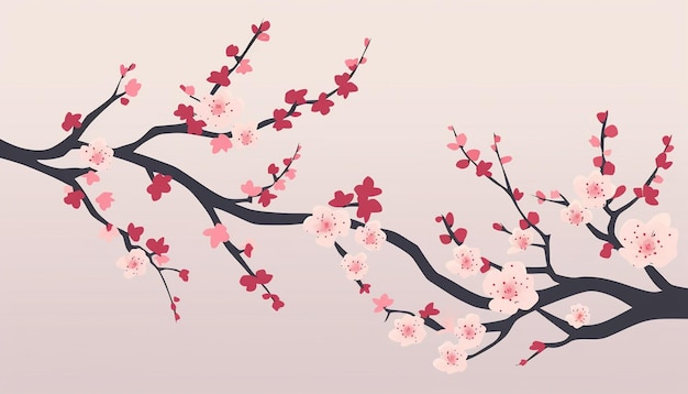 Desenho minimalista de cartaz de flores de cerejeira